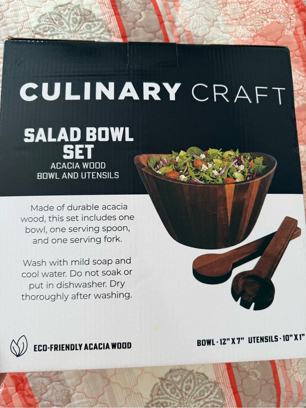Culinary Craft Acacia Wood Salad Bowl Set - Brown